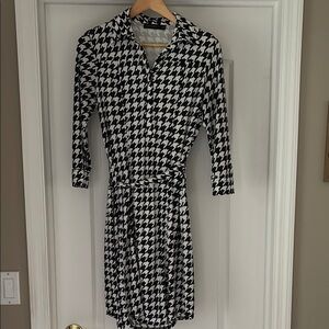 The Limited Black and White Buttoned Tie Front Dress